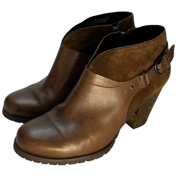 Clarks Artisan Mission Parker Leather Heeled Ankle Chelsea Bootie Brown 7.5 - Picture 2 of 14